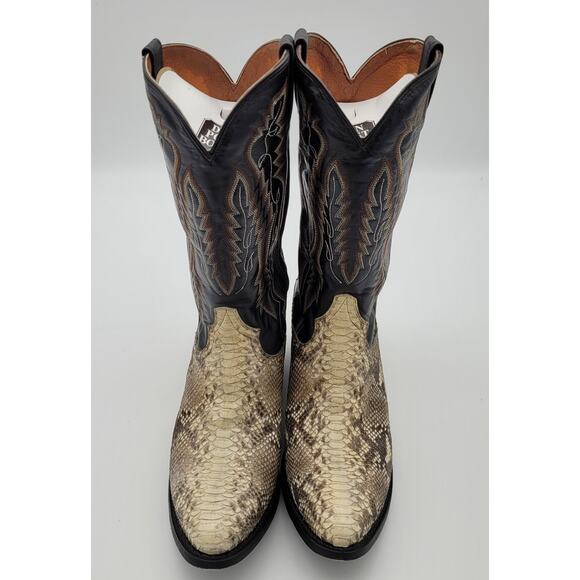 Dan Post Boots Mens Size 11 D Tan Black Western Cowboy Python Snakeskin DP3036 - Picture 8 of 16